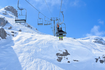 Fototapeta na wymiar flaine (74) : domaine skiable de la station de ski