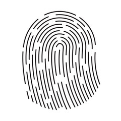 Fingerprint icon isolated on white background. Finger print flat scan. ID app icon. Fingerprint Scan