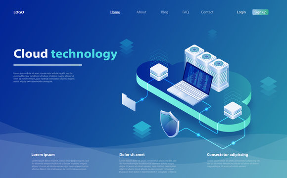 Digital service or app with data transfering. Web cloud technology business. Internet data services. Cloud data storage. Cloud computing technology users network.
