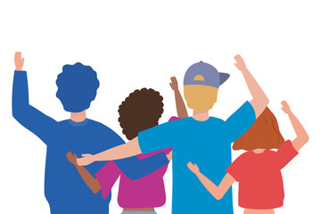 Woman and man avatars seen from behind design