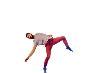 Performer is doing breakdance