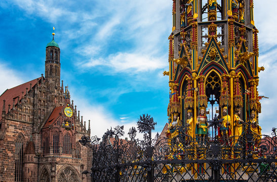 Beautiful Fountain in Nuremberg, Germany