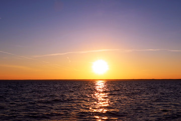 Beautiful landscape with sunset over sea. Background