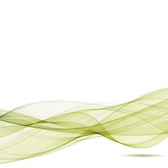 Green wave on white background.Abstract transparent wave background