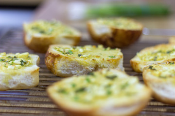 Tasty homemade garlic bread from the oven