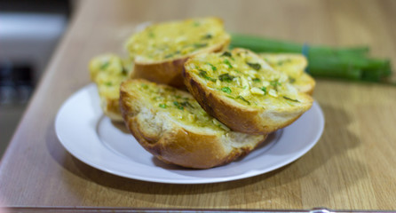 Tasty homemade garlic bread from the oven