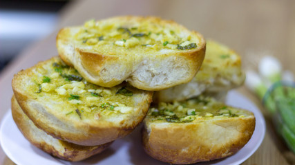 Tasty homemade garlic bread from the oven