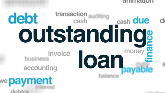 Outstanding loan animated word cloud. Kinetic typography.