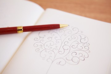 wooden pencil and drawing