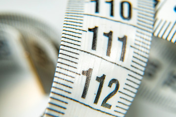 White measure tapes take of macro shot