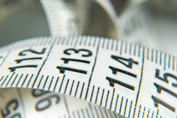 White measure tapes take of macro shot