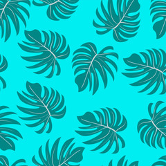 Palm trees. Tropical plants seamless pattern. Vector image.