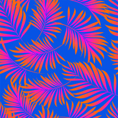 Palm trees. Tropical plants seamless pattern. Vector image.