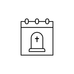 calendar, death outline icon. detailed set of death illustrations icons. can be used for web, logo, mobile app, UI, UX
