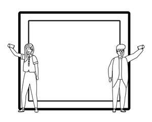 Woman and man avatars design