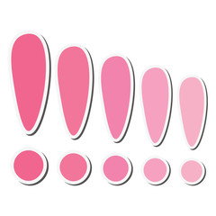 Pink sticker exclamation marks set. Vector illustration.
