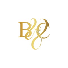 Initial letter B & C BC luxury art vector mark logo, gold color on white background.
