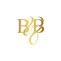 Initial letter B & B BB luxury art vector mark logo, gold color on white background.