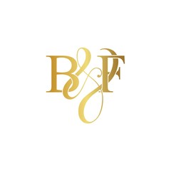 Initial letter B & F BF luxury art vector mark logo, gold color on white background.