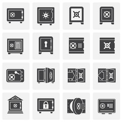 Money safe icons set on background for graphic and web design. Simple illustration. Internet concept symbol for website button or mobile app.