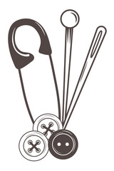 Button needle and pin of tailor shop design
