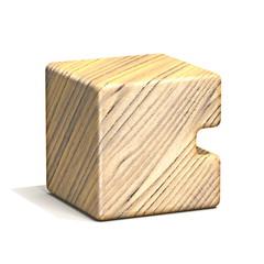 Solid wooden cube font Letter C 3D
