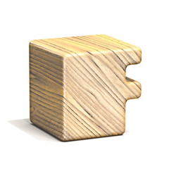 Solid wooden cube font Letter F 3D