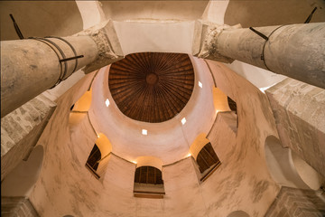 Wooden roof of interior of St Donatus's church in the ancient old town of Zadar in Croatia