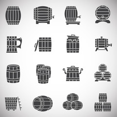 Barrel icons set on background for graphic and web design. Simple illustration. Internet concept symbol for website button or mobile app.