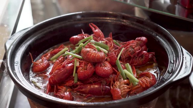 Hot Crayfish Dish With Green Onion