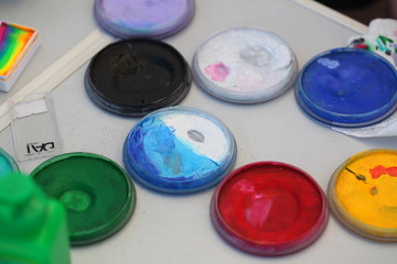 set of brushes and paints for akvagrim