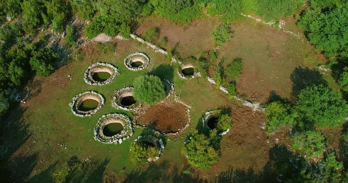 Roman wells aerial in Rajcice near Split