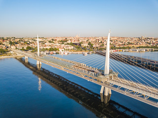 Golden Horn Metro Bridge. Istanbul aerial view