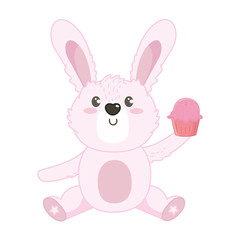 Isolated rabbit cartoon with sweet food design