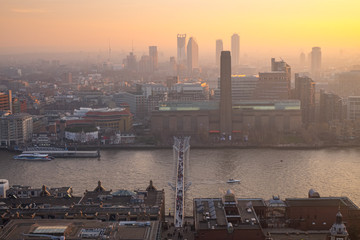 Aerial view of Millennium Bridge , London, United Kingdom