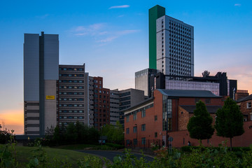 Obraz na płótnie Canvas LEEDS, UK -JUNE 2, 2019: The Plaza and Sky Plaza Building, Leeds, UK