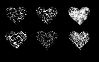 white abstract heart on black background
