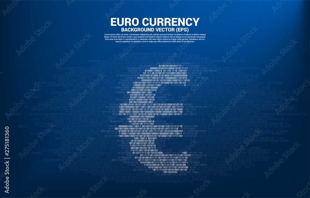 Poster PrintVector money euro currency with one and zero binary code digit matrix style. Background Concept for electronic money and digital banking