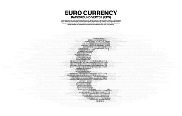 Vector money euro currency with one and zero binary code digit matrix style. Background Concept for electronic money and digital banking