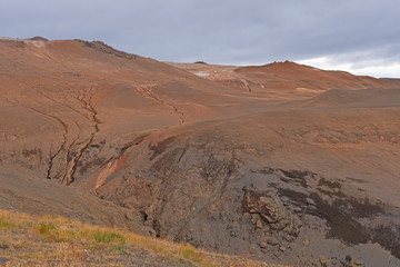 Fototapeta na wymiar Desolate Hills in a Northern Iceland Thermal Area