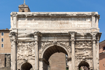 Fototapeta na wymiar Septimius Severus Arch at Roman Forum in city of Rome