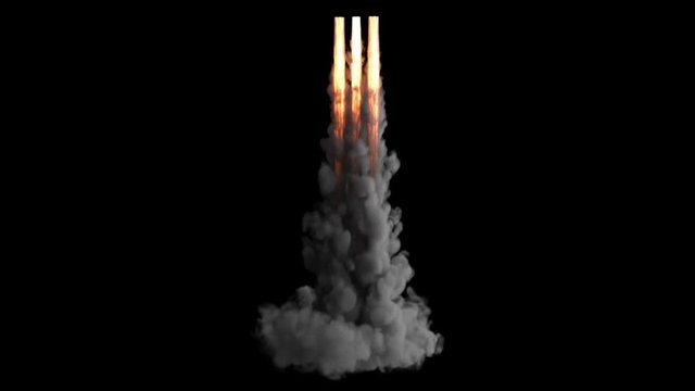 Exploding fire, smoke and sparks,as if from a jet or rocket engine burns fuel emitting a huge amount of smoke, Contains the alpha channel.