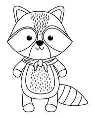 Raccoon cartoon with kerchief design