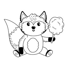 Isolated fox cartoon with sweet food design