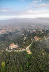 Barcelona aerial view from the hills above the city, Spain