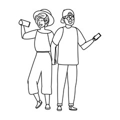 Woman and man avatars design