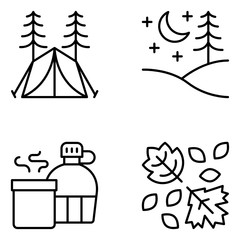Wilderness Vector Line Icon Set