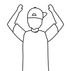 Isolated man seen from behind design