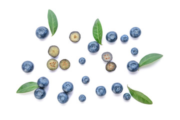 Fresh ripe blueberry on white background
