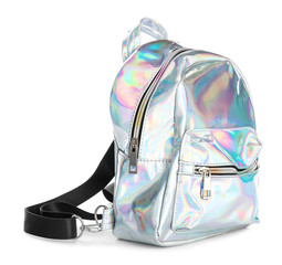 School backpack on white background